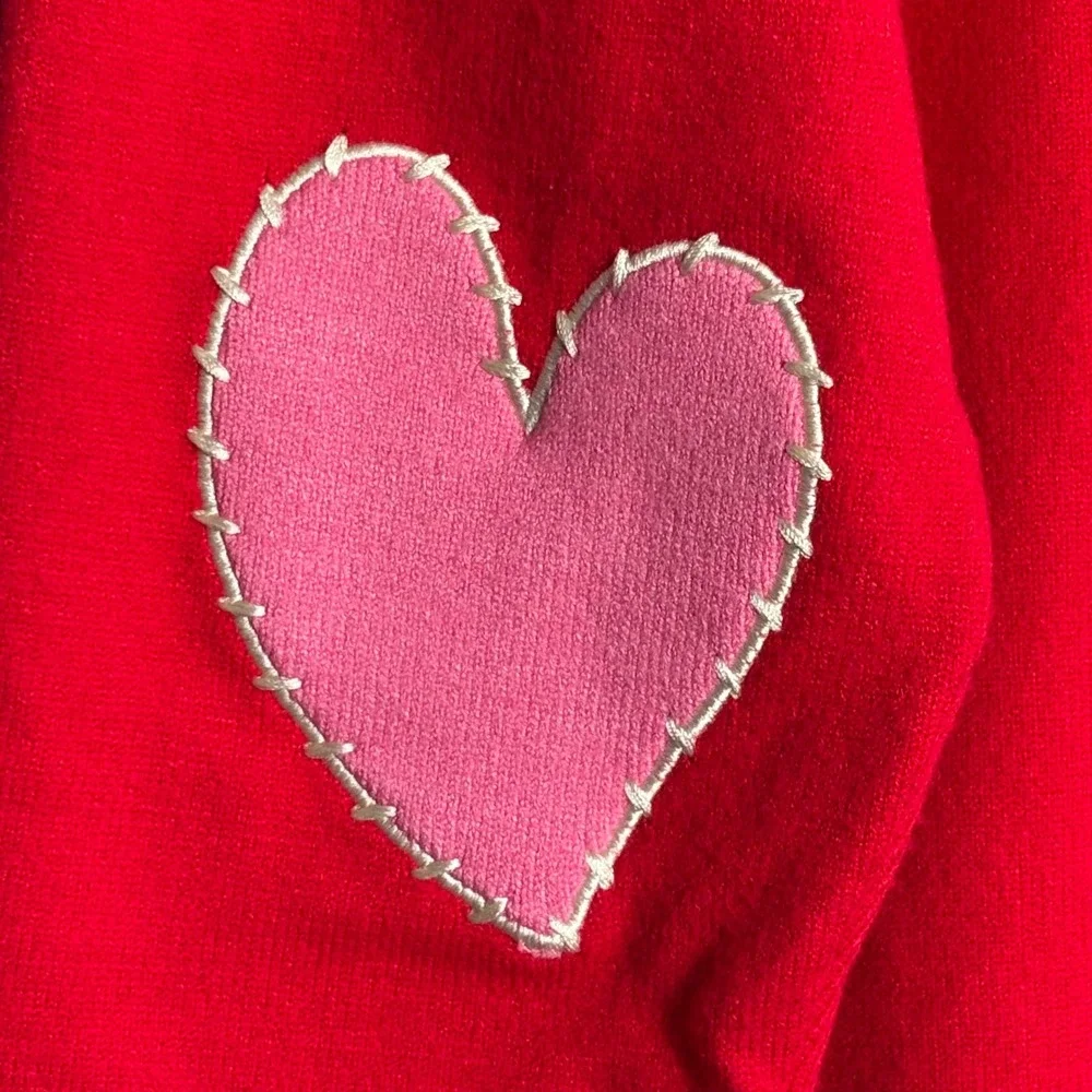 Kerri Rosenthal XO KR Red Love Heart Elbow Patch Sweater | Size Medium